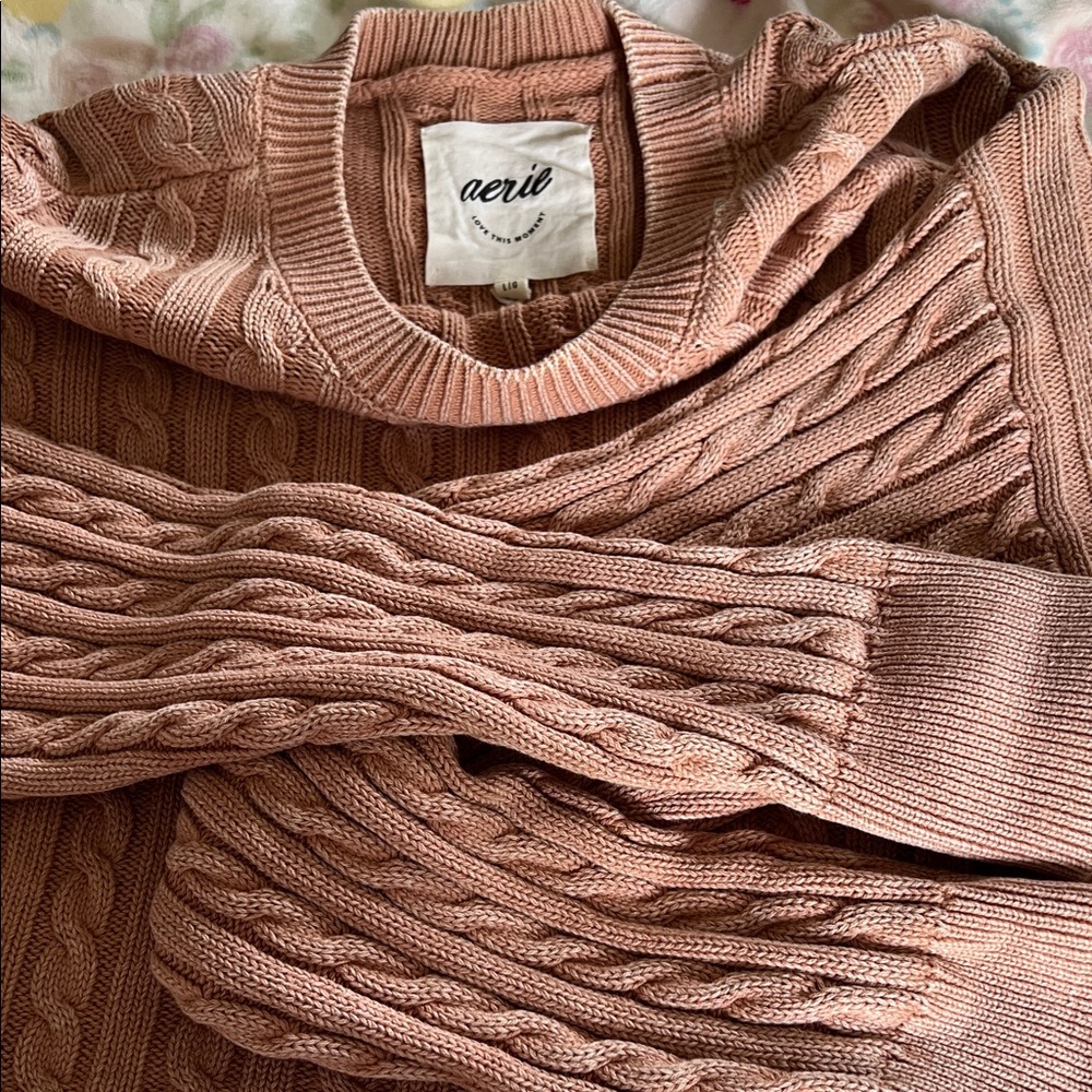 aerie Cable Knit Crewneck Sweater - Picture 2 of 7